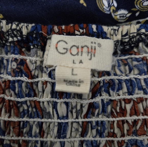 Ganji LA Blue Boho Maxi Dress with Paisley Print and Spaghetti Straps Size Large - Picture 10 of 11